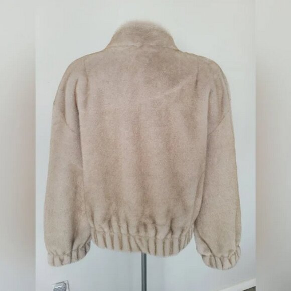 New House Of Harlow Mink Faux Fur Bomber Size M - Picture 7 of 9